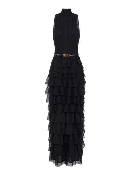 RED CARPET DRESS WITH RUFFLES ELISABETTA FRANCHI | AM45S52E2110 NERO